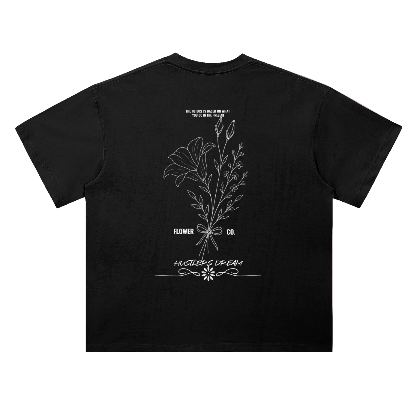 Hustlers Dream Flower co Heavyweight Drop Shoulder Cotton T-Shirt